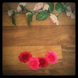 Rose hair clips.